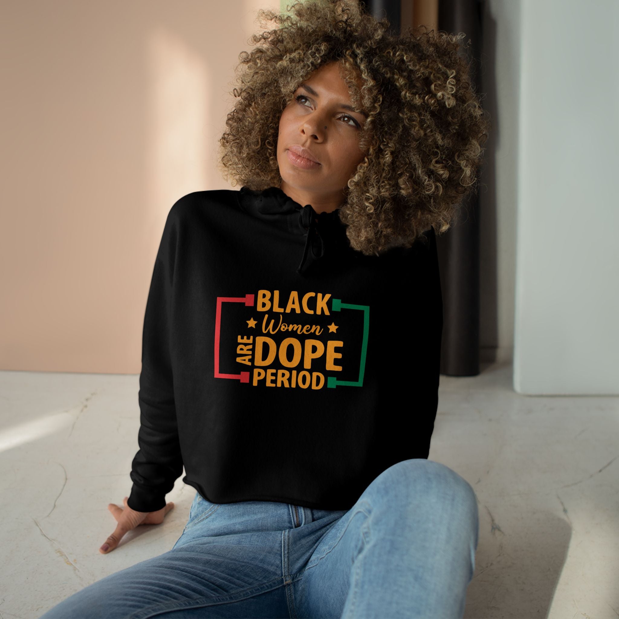 Black Women Crop Hoodie
